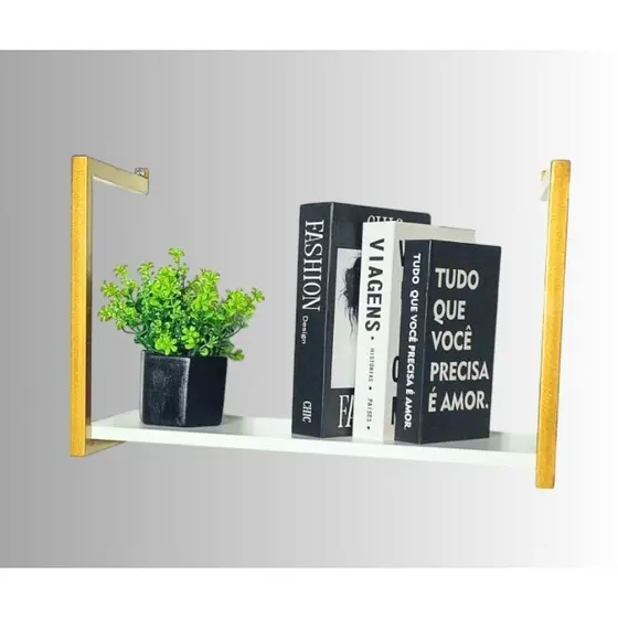 Prateleira Industrial 55x20cm Suspensa em Ferro e MDF p/ Sala Quarto Cozinha Decoração Parede