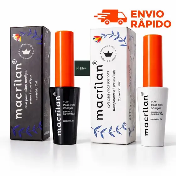 Cola para Cílios À Prova D'Água Macrilan, Preta e transparente,Fixação, Duradoura, Natural, Aplicação Fácil