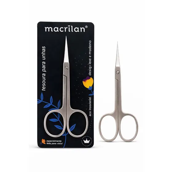 Tesoura Ponta Fina Para Cílios e unhas Macrilan - Ideal unha de bebe, artesato e Sobrancelha