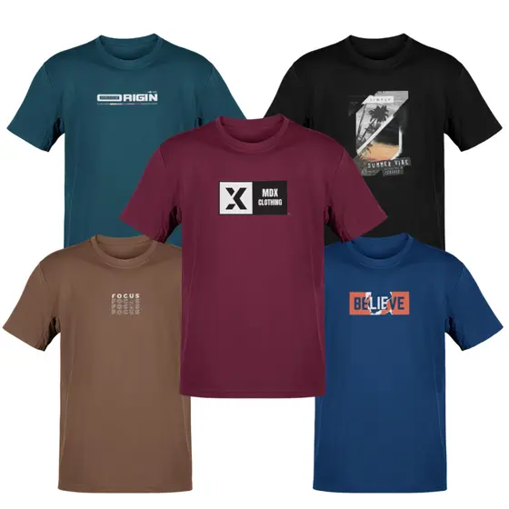 Kit 5 Camisas Masculinas P AO GG Envio Imediato Pronta Entrega
