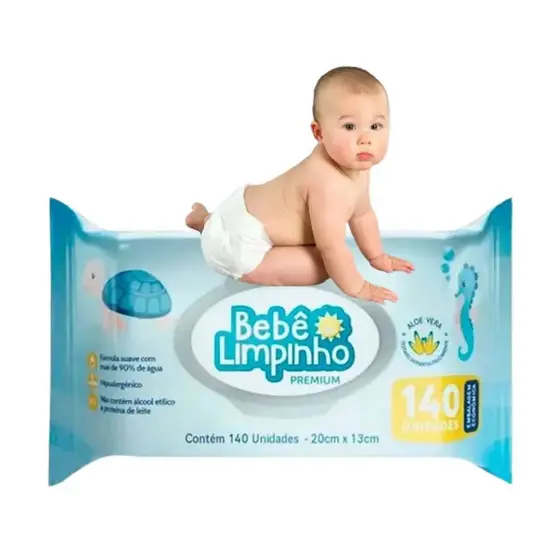 Toalhinhas Umedecidas Bebê Limpinho Premium 140UN