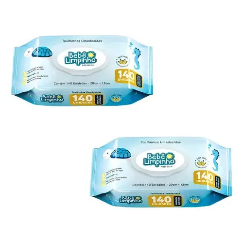 Kit 2 Toalhinha Umedecidas Bebê limpinho 140Un