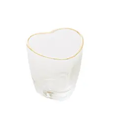 Copo para Shot de Vidro de Coração com Borda Dourada 50ml