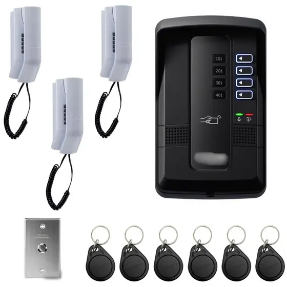 Porteiro Interfone Coletivo Predio Residencial Com 3 Interfones Botoeira Tag Intelbras