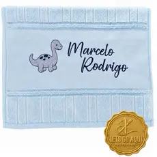 Toalha de mão Bordada Infantil Personalizada Com Nome - Dinossauros - Original Dohler 45x30