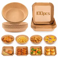 Forma Papel Air Fryer Quadrada e Redonda 16x16 cm 100 Folhas