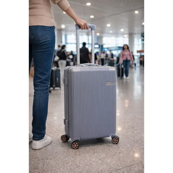 Mala de viagem PRATA/ RODA ROSE  23kg grande para despachar G mala para viagem 23 kilos com rodinha 360