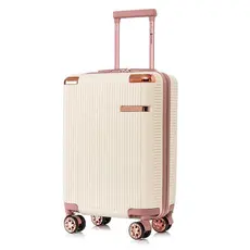 Mala de Viagem 10kg ABS com Rodinhas Giratórias 360° Detalhes BEGE/ROSE GOLD