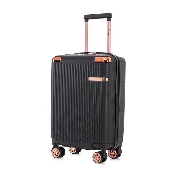 Mala de Viagem ABS Bordo Pequena 10kg Rodinha 360 Individual Preto/Rose gold