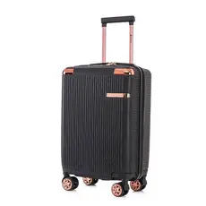 Mala de Viagem ABS Bordo Pequena 10kg Rodinha 360 Individual Preto/Rose gold