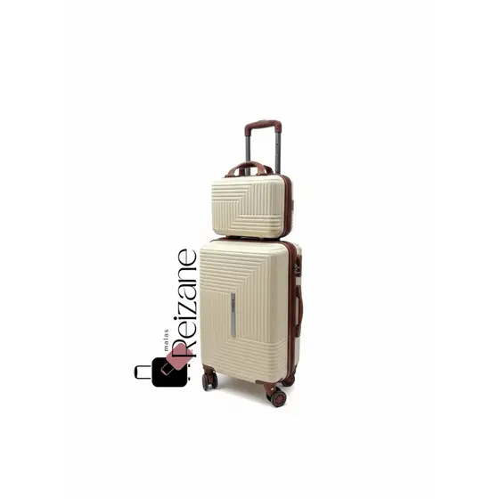 kit 1 mala de Viagem 10kg + 1 Frasqueira Policarbonato C/ Zíper Expansível Antifurto Cadeado C senha Rodinhas Removíveis