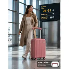 Mala de Bordo LUXO Puxador Largo 100% POLIPROPILENO INQUEBRÁVEL Cadeado TSA Rodas Duplas 360° Premium