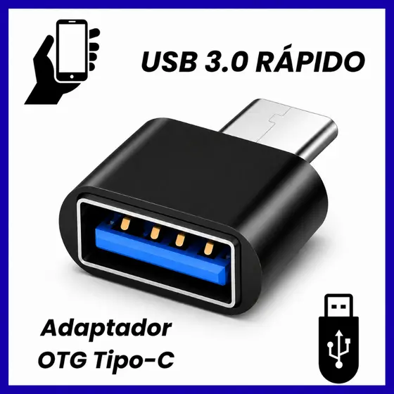 Adaptador OTG USB-C Tipo C para USB 3.0 Pendrive Mouse Teclado Celular