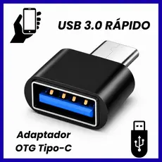 Adaptador OTG USB-C Tipo C para USB 3.0 Conector Fêmea para Celular Pendrive Mouse Teclado Tablet Notebook Plug and Play