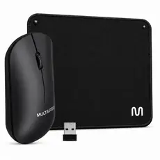 Kit Mouse Sem Fio Multilaser 1200 DPI + Mouse Pad Antiderrapante para PC Notebook