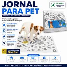 Jornal Biodegradável 52/100/200/300/400 Folhas Para Pet Atóxico - Cães, Gatos, Passarinho