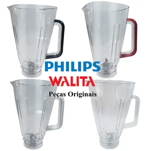 Copo Original Liquidificador Philips Walita HR2270 HR2271 e HR2272 Jarra Vermelho Preto Branco