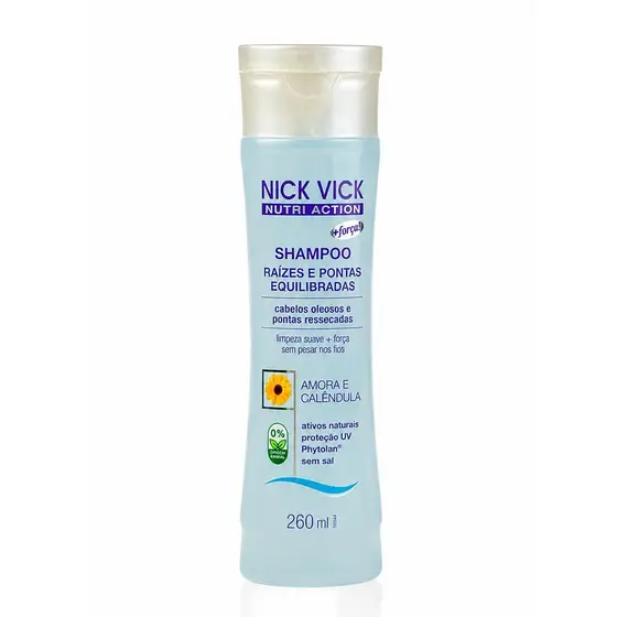 Shampoo NICK VICK Raízes e Pontas Equilibradas Nutri Action 260ml