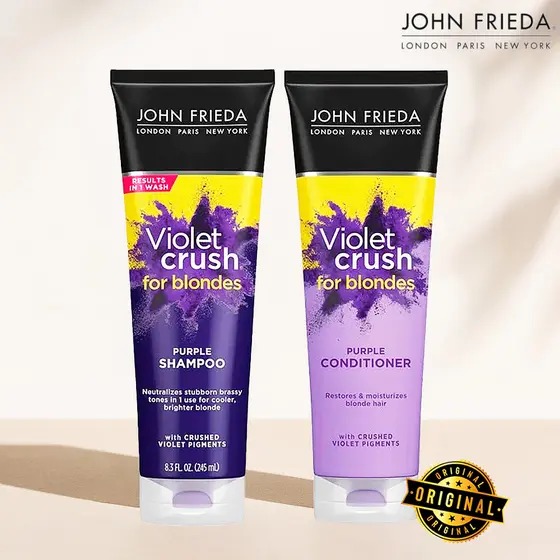 Kit Matizador John Frieda Violet Crush for Blondes Shampoo e Condicionador Loiros