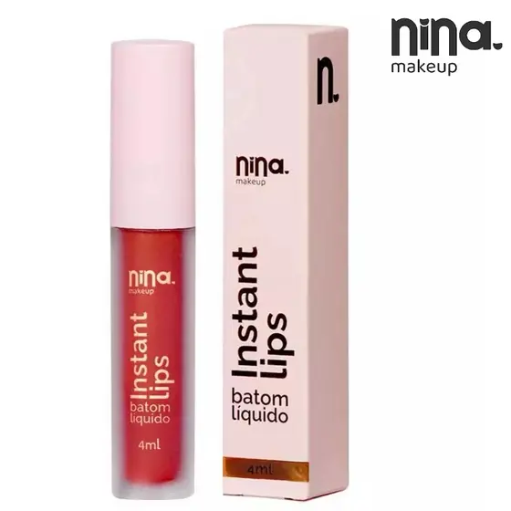 Batom Líquido Nina Makeup Instant Lips Rubi 4ml