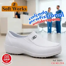 sapato preto feminino profissional soft works epi antiderrapante bb95