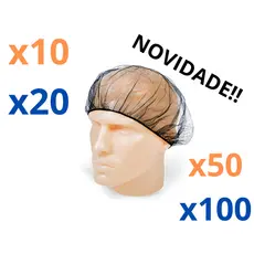 Kit Touca Redinha Nylon Preta Talge Protetora Capilar Cozinha Alimenticia Industria Restaurante