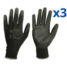 Kit 3 Luva Multitato SS1003 Tátil PU Banho Poliuretano Obras Construcao Antiestatica CA 32034