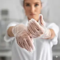 Kit 100 Luva Descartavel Polietileno Volk Restaurante Self-Service Alimentos Estética Limpeza
