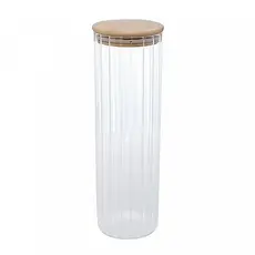 Porta Mantimento De Vidro Borossilicato Tampa De Bambu 1,3L