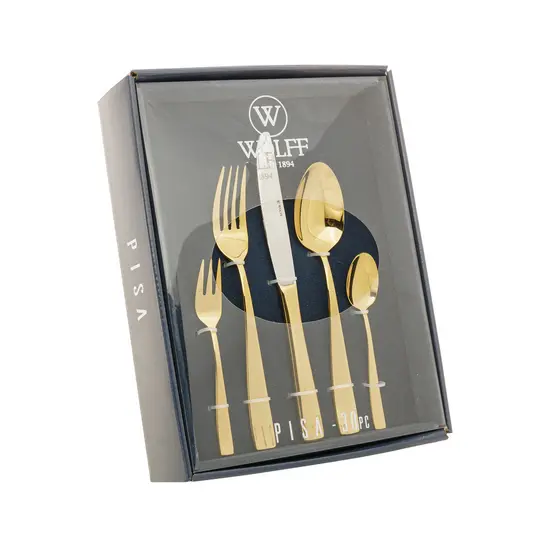 Faqueiro De Aço Inox 30 Peças Pisa Dourado Wolff