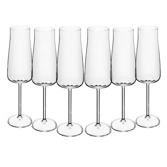 Conjunto Jogo 6 Taças Champanhe Cristal Alex 210ml Wolff