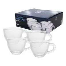 Conjunto Xícaras Sem Pires De Cristal Bolinha 80ml Café Chá