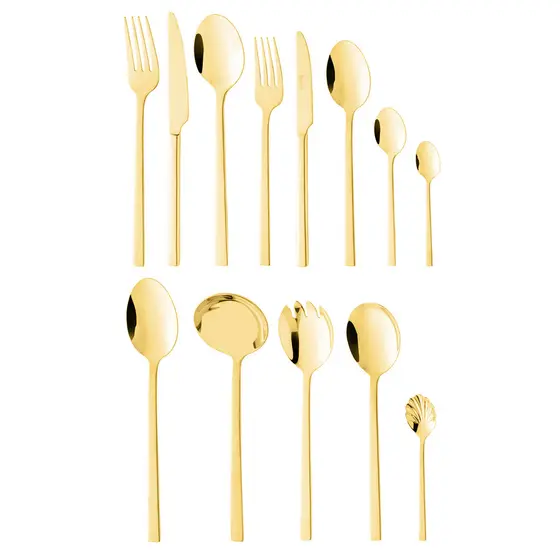 Faqueiro 101 Pçs Aço Inox Caixa Litografada Firenze Dourado