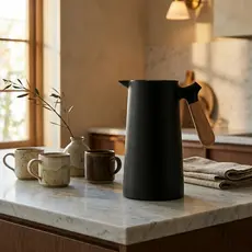 Garrafa Térmica Para Café Chá Cabo Madeira 1l Preto - Wolff
