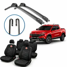 Kit Capas de Banco Fiat Toro + Palhetas Limpador Parabrisa Proteção Conforto Premium