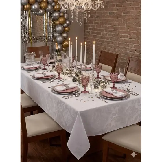 Toalha De Mesa Jacquard Original Tecido Gross 4, 6 e 8 Lugares cores, ideal para Eventos, Dia a Dia,Natal e Reveillon