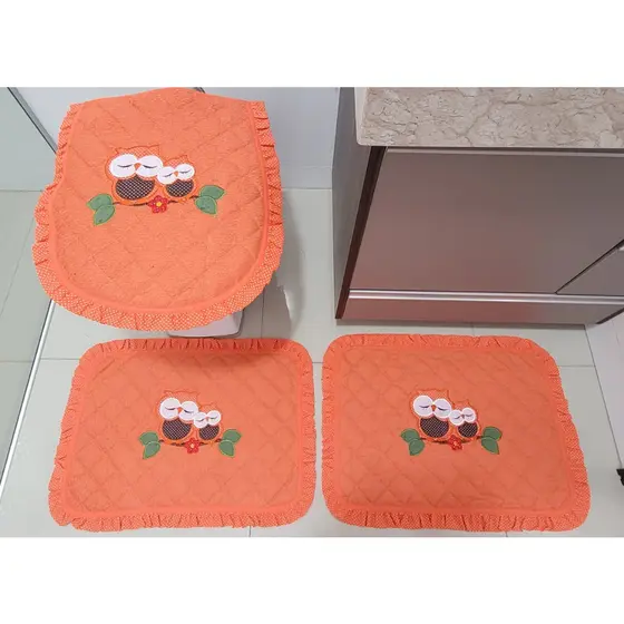Jogo De Banheiro Atoalhado Bordado 3pçs Bordado