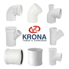 Conexões de Esgoto KRONA Água 100MM - Joelho 45° e 90°, Junção Simples, Luva de Correr, Luva Simples e Tee