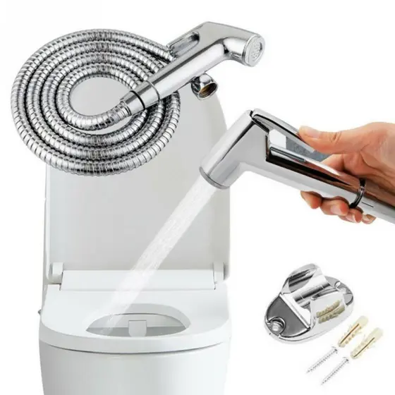Ducha Higiênica Mangueira Flexível 1,50 Metros MT Com Gatilho Metal Cromado Sem Registro