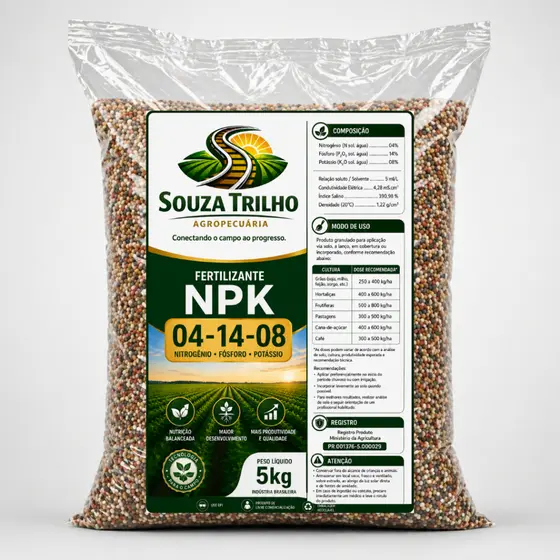 Fertilizante Mineral NPK 04-14-08 Granulado 5 kg Nutrição Vegetal