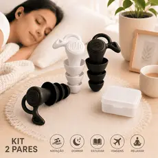 Kit 2 Pares Tampão de Ouvido para Dormir – Protetor Auricular com Redução de Ruídos
