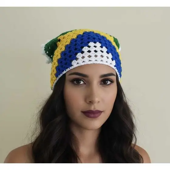 LENÇO DE crochê /Bandana /COPA DO MUNDO BRASIL TAM U