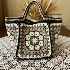 Bolsa de crochê artesanal flor africana médio (leia descrição )