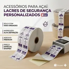 Lacre Adesivo De Segurança Ideal Para Delivery Inviolável prova D'água Personalizado Açaí 10CMX2CM