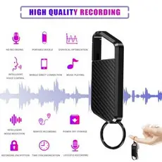 Gravador De Voz Digital Ditafone Redução Ruído Áudio Inteligente Portátil Gancho Chaveiro Reunião USB MP3