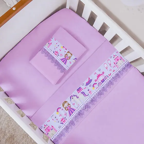 Jogo Lençol Mini Cama 3 peças 150x70cm Montessoriana Percal 400 fios Menino Menina