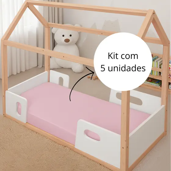 Kit 5 Lençol Com Elástico Mini Cama Montessoriana 150X70cm Menina Menino