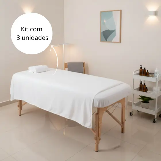 kit 03 Lençol Para Maca Clinica Hospitais Percal 400 Fios sem elástico