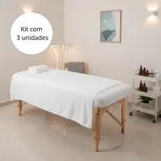 kit 03 Lençol Para Maca Clinica Hospitais Percal 400 Fios sem elástico