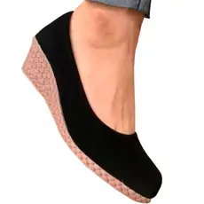 Sandália Sapato Feminino Espadrile Scarpin Salto Anabela Macio Leve Confortável Casual Preto Tenis s